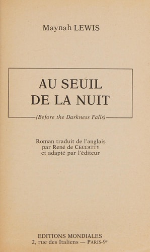 Au seuil de la nuit roman