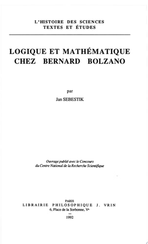 Logique et mathématique chez Bernard Bolzano