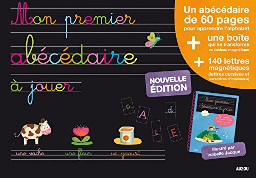 Mon premier abécédaire à jouer Un abécédaire de 60pages + une boîte qui se transforme en tableau magnétique + 140 lettres magnétiques