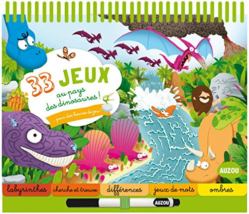 33 jeux au pays des dinosaures ! Avec un feutre effaçable
