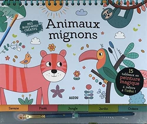 Animaux mignons 15 tableaux en peinture magique à refaire à l'infini ! Avec un pinceau