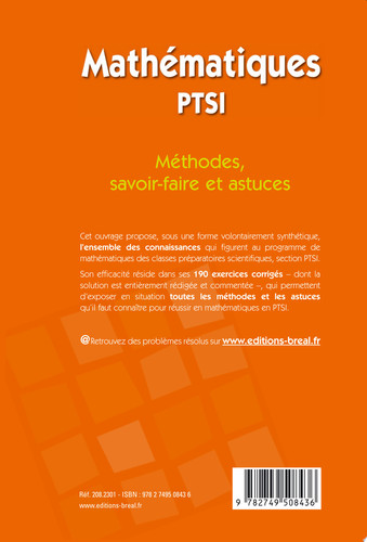 Mathématiques PTSI méthodes, savoir-faire et astuces