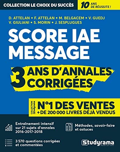 Score IAE Message 3 ans d'annales corrigées