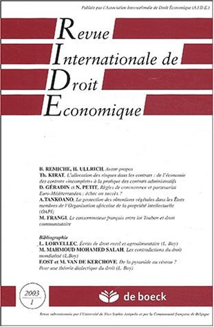 Revue Internationale de Droit Économique 2003/1