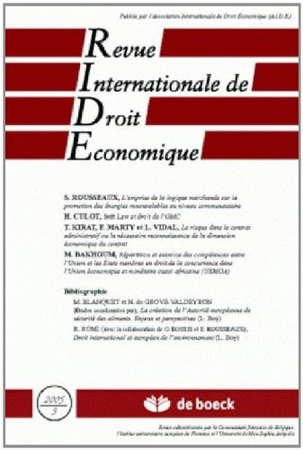 Revue Internationale de Droit Économique 2005/3