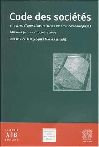 Code des sociétés et autres dispositions relatives au droit des sociétés