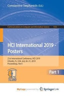 HCI International 2019 - Posters: 21st International Conference, HCII 2019, Orlando, FL, USA, July 26-31, 2019, Proceedings. Part I