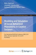Modeling and Simulation of Social-behavioral Phenomena in Creative Societies First International EURO Mini Conference, MSBC 2019, Vilnius, Lithuania, September 18-20, 2019, Proceedings