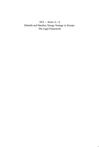 Energy Strategy in Europe The Legal Framework