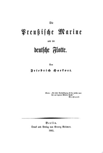 Die preußische Marine und die deutsche Flotte