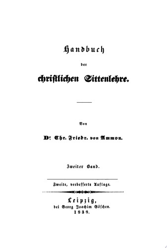 Christoph Friedrich von Ammon: Handbuch der christlichen Sittenlehre. Band 2