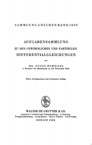 Aufgabensammlung zu den gewöhnlichen und partiellen Diffenrentialgleichungen