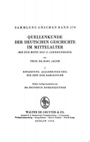 Einleitung, allgemeiner Teil, die Zeit der Karolinger
