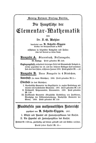 Grundzüge und Anwendungen Differentialrechnung in engster Verbindung mit graphischer Darstellung und Analytische Geometrie der Ebene