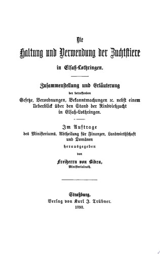 Die Haltung und Verwendung der Zuchtstiere in Elsaß-Lothringen