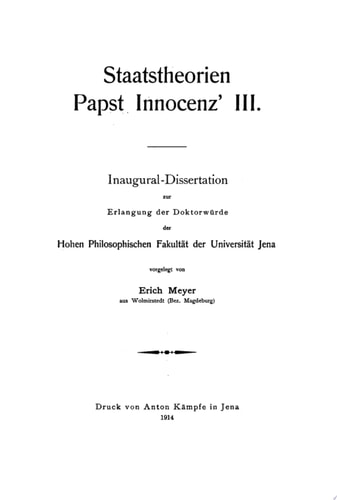 Staatstheorien Papst Innocenz' III.