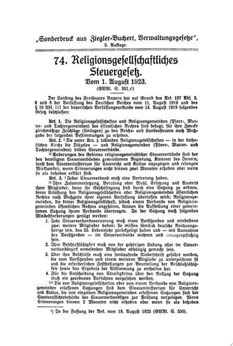 74. Religionsgesellschaftliches Steuergesetz