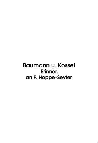 Zur Erinnerung an Felix Hoppe-Seyler