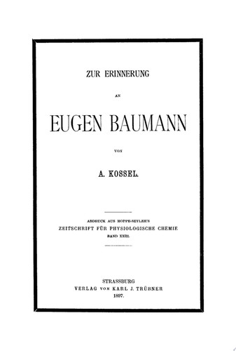 Zur Erinnerung an Eugen Baumann
