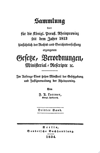 Sammlung der für die Königlich Preussische Rhein-Provinz seit dem Jahre 1813. Band 3
