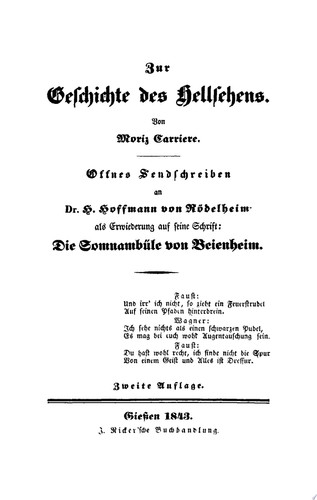 Zur Geschichte des Hellsehens