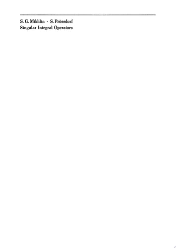 Singular Integral Operators
