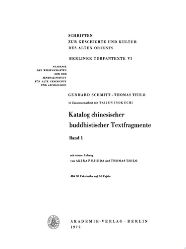 Katalog chinesischer buddhistischer Textfragmente, Band 1