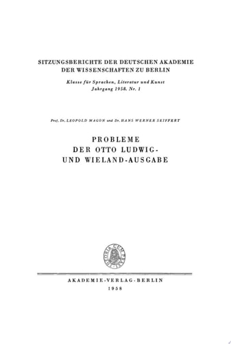 Probleme der Otto Ludwig- und Wieland-Ausgabe