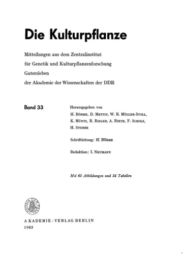 Die Kulturpflanze. Band 33