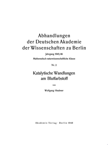 Katalytische Wandlungen am Blutfarbstoff