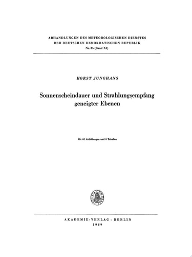 Sonnenscheindauer und Strahlungsempfang geneigter Ebenen