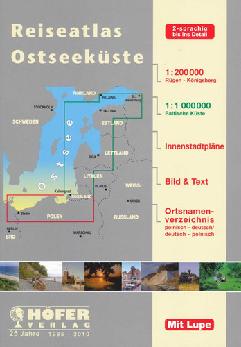 Baltic Coast 1:200,000 / 1:1M Travel Atlas with city plans HOEFER