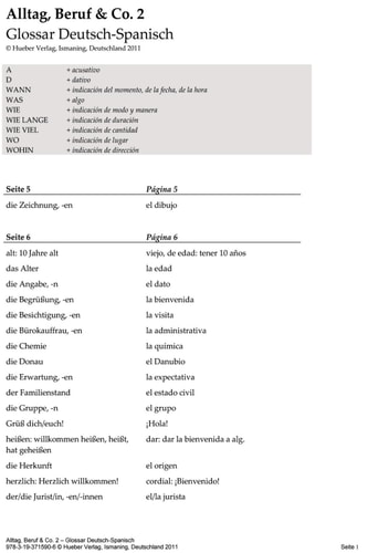 Alltag, Beruf & Co. 2 Deutsch als Fremdsprache / Glossar Deutsch-Spanisch