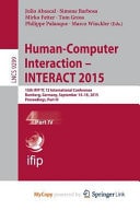 Human-Computer Interaction - INTERACT 2015 15th IFIP TC 13 International Conference, Bamberg, Germany, September 14-18, 2015, Proceedings, Part IV
