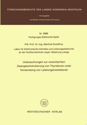 Untersuchungen zur vereinfachten Zwangskommutierung von Thyristoren unter Verwendung von Leistungstransistoren