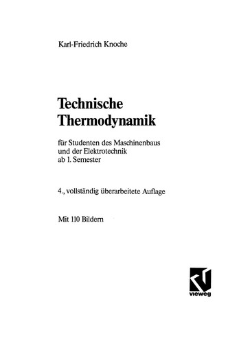 Technische Thermodynamik für Studenten des Maschinenbaus und der Elektrotechnik ab 1. Semester
