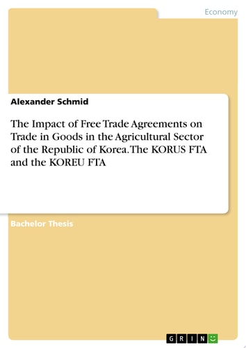 The Impact of Free Trade Agreements on Trade in Goods in the Agricultural Sector of the Republic of Korea. The KORUS FTA and the KOREU FTA
