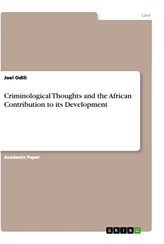 Criminological Thoughts and the African Contribution to Its Development