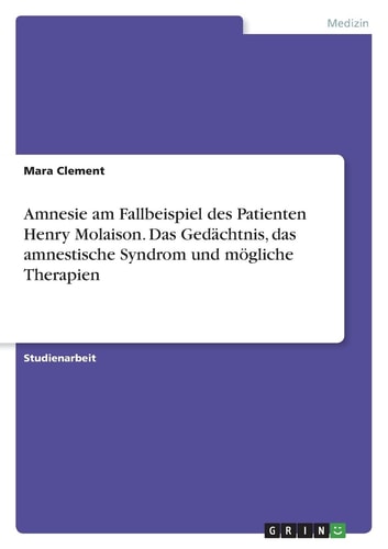 Amnesie am Fallbeispiel des Patienten Henry Molaison. Das Gedächtnis, das amnestische Syndrom und mögliche Therapien