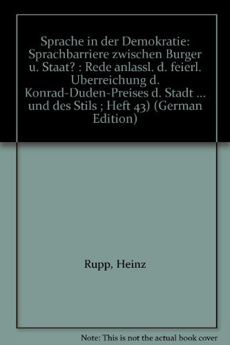 Über die Würde der alltäglichen Sprache und die Notwendigkeit von Kultursprachen Rede anlässlich der feierlichen Überreichung des Konrad-Duden-Preises der Stadt Mannheim durch den Herrn Oberbürgermeister am 10. März 1982