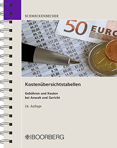 Kostenübersichtstabellen Gebühren und Kosten bei Anwalt und Gericht