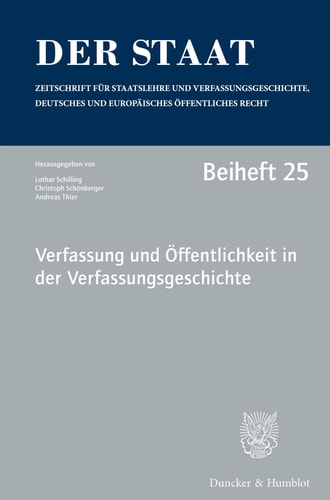 Verfassung und Öffentlichkeit in der Verfassungsgeschichte Tagung der Vereinigung für Verfassungsgeschichte vom 22. bis 24. Februar 2016 auf der Insel Reichenau