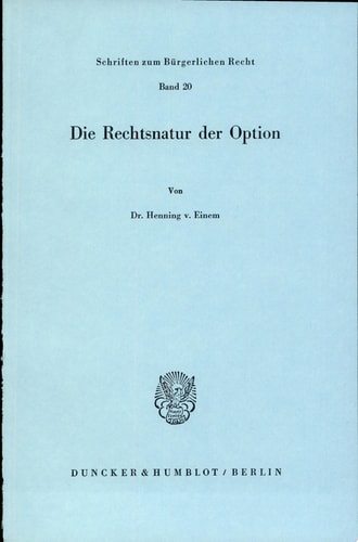Die Rechtsnatur der Option