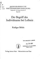 Der Begriff des Individuums bei Leibniz (Monographien zur philosophischen Forschung) (German Edition)