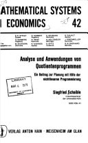 Analyse und Anwendungen von Quotientenprogrammen: E. Beitr. zur Planung mit Hilfe d. nichtlinearen Programmierung (Mathematical systems in economics) (German Edition)