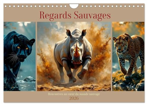 Regards Sauvages - Rencontres au coeur du monde sauvage (Calendrier mural 2026 DIN A4 vertical), CALVENDO calendrier mensuel: Images impressionnantes ... animaux majestueux dans des moments uniques.
