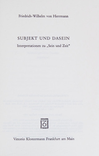 Subjekt und Dasein: Interpretationen zu "Sein und Zeit" (German Edition)