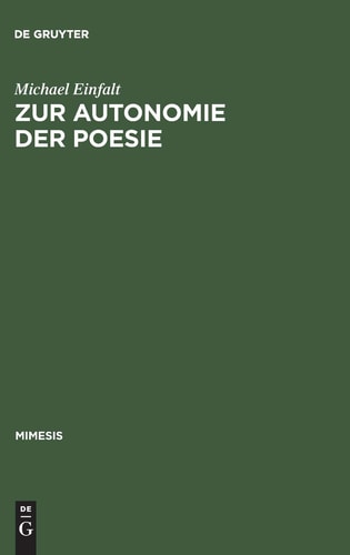 Zur Autonomie der Poesie (Mimesis) (German Edition)