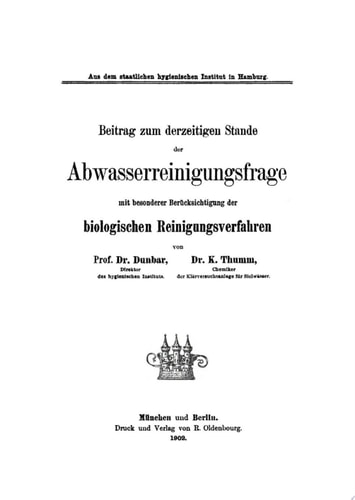 Beitrag zum derzeitigen Stande der Abwasserreinigungsfrage mit besonderer Berücksichtigung der biologischen Reinigungsverfahren