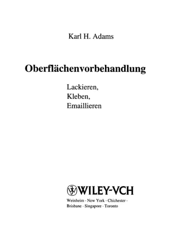 Oberflchenvorbehandlung : Lackieren, Kleben, Emaillieren